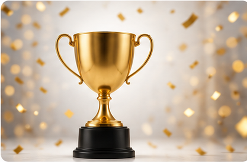 Gold business award trophy